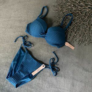 Victoria's Secret, Bikini Set, Textured Push-Up top and Tie Side Bottoms
